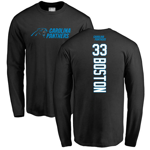 Carolina Panthers Men Black Tre Boston Backer NFL Football #33 Long Sleeve T Shirt->carolina panthers->NFL Jersey